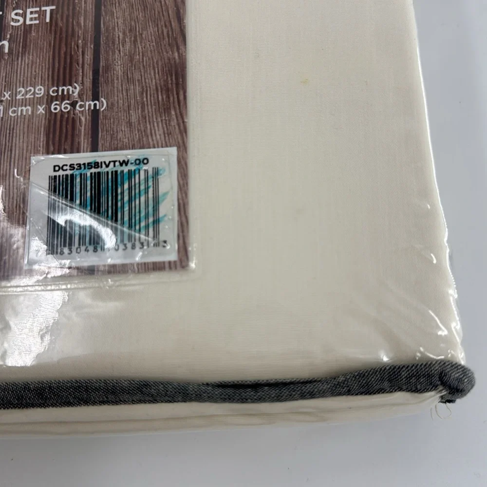 Brooklyn Loom Cream Twin 2 Piece Duvet Cover Set 100% Cotton NEW
